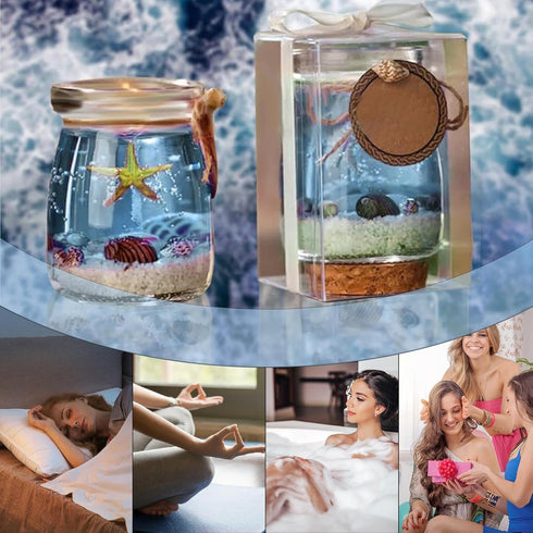 Tanxier 2024 New Oceans Theme Gel Candle,Scented Gel Candle Wax with Real Sand,Starfish and Conch,Oceans Theme Beach