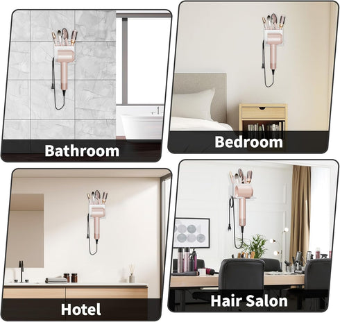 Hair Dryer Holder Wall Mounted, Hair Tools Organizer, Bathroom Space-Saving Blow Dryer Organizer Curling Irons Storage