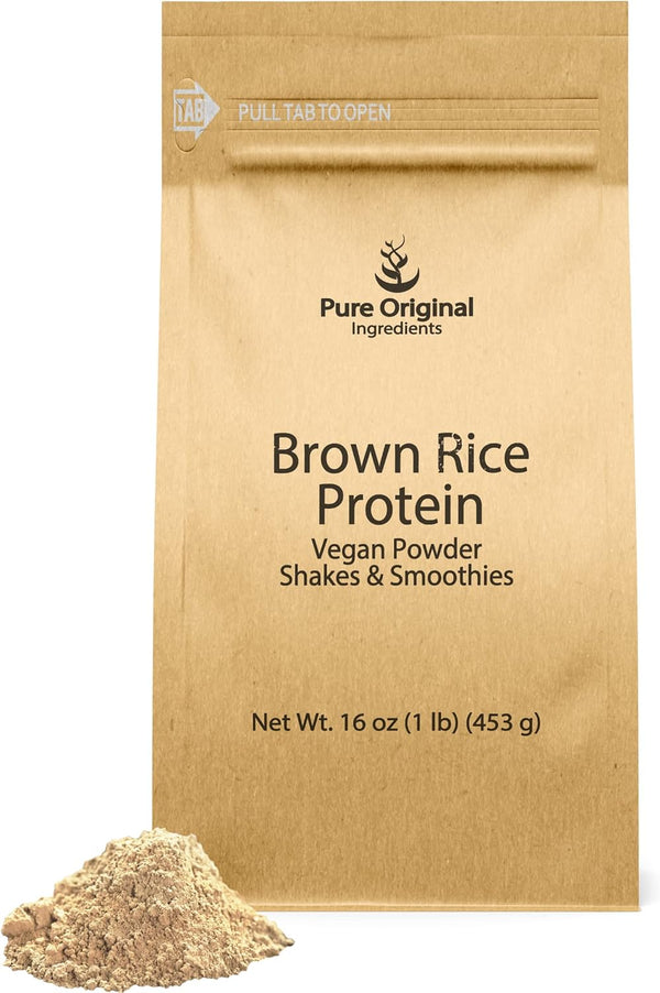 PURE ORIGINAL INGREDIENTS Brown Rice Vegan Protein Powder, 1 lb, Gluten Free, Shakes & Smoothies