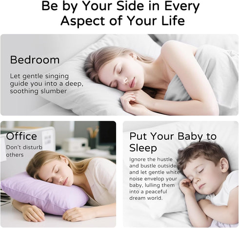 Under-Pillow Bone Conduction Sleep Speaker & White Noise Sound Machine with Sleep Timer, TF Card Compatible | for Side