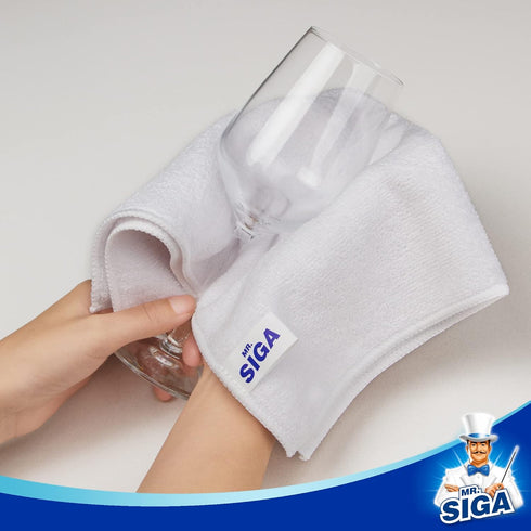 MR.SIGA Microfiber Cleaning Cloth, All-Purpose Towels, Streak Free Cleaning Rags, Pack of 12, White, Size 32 x 32 cm