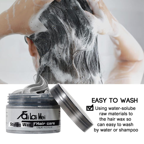 Temporary Silver Gray Hair Wax 4.23oz - Instant Hairstyle Mud Cream for Party, Cosplay, Nightclub, Halloween