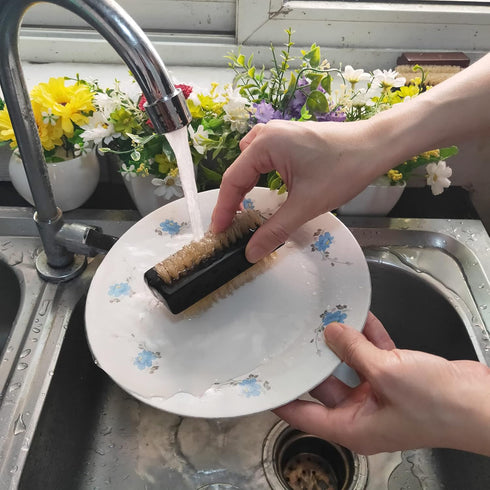Wooden Nail Brush Cleaner Black X 1, 100% Natural Boar Bristle for Hand Finger Foot Toe Scrub Brush