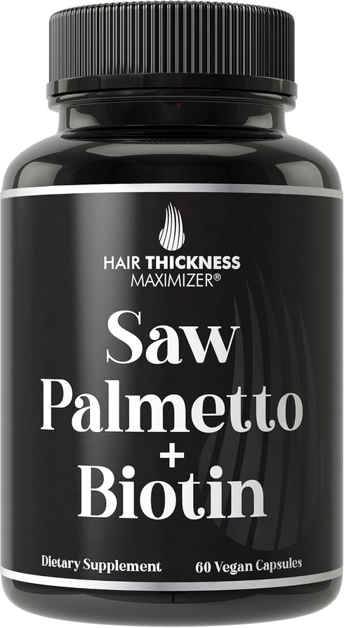 Saw Palmetto + Biotin Advanced 2-in-1 Combo, Vegan Capsules Supplement for Hair Growth, DHT Blocker for Men and Women