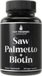 Saw Palmetto + Biotin Advanced 2-in-1 Combo, Vegan Capsules Supplement for Hair Growth, DHT Blocker for Men and Women