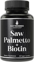 Saw Palmetto + Biotin Advanced 2-in-1 Combo, Vegan Capsules Supplement for Hair Growth, DHT Blocker for Men and Women