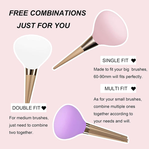 Makeup Brush Covers, Make up Brush Holders for Travel and Home Storage, Reusable Silicone Organizer Case for Brushes, 6 Pack Dustproof Brush Protector Guards Caps Gift for Makeup Lover and Wife