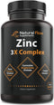 Zinc Supplement Complex with Copper and Vitamin C - Natural Flow 3X Zinc Carnosine, 120 Capsules, Immune Support