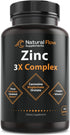 Zinc Supplement Complex with Copper and Vitamin C - Natural Flow 3X Zinc Carnosine, 120 Capsules, Immune Support