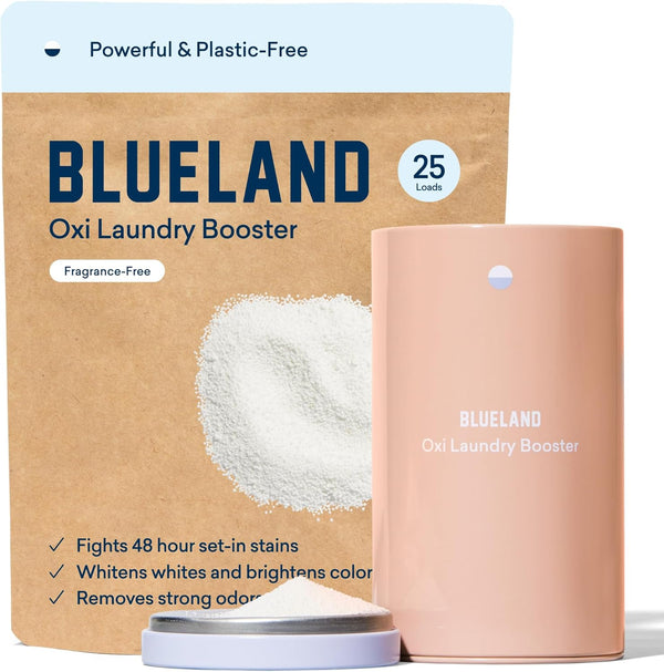 BLUELAND Oxi Laundry Booster Powder Starter Set, 17.6oz, Plastic-Free & Eco Friendly, 25 Load Stain Remover