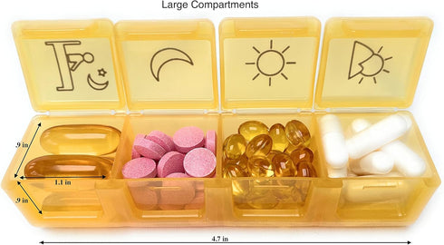 KADDY GEAR (7-Day 4-Times-A-Day) 3 Kaddy Weekly AM/PM Secure Pill Organizer Box, / Portable Travel with Large