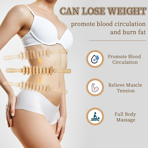 Liitrton Wooden Fascia Massage Roller for Sore Muscle Relief - Trigger Point Therapy Tool