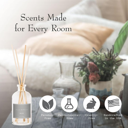Set 8 oz K. Hall Designs Milk Scent Boxed Diffuser Kit, Creamy-Sweet Scent with Coconut & Vanilla, Reed Diffuser
