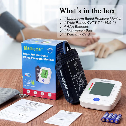 Medhome Blood Pressure Monitor for Home Use, Upper Arm Large Cuff (8.7"-16.5"), Automatic High Blood Pressure Machine