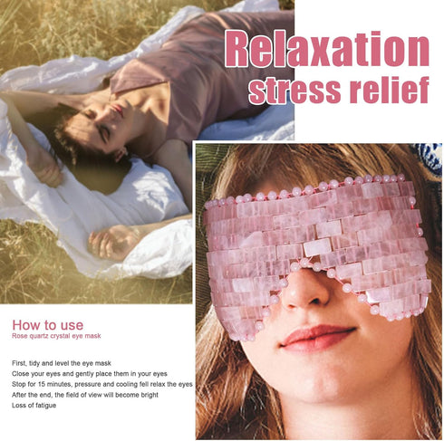Set Gemshan Rose Quartz Eye Mask & Massage Roller Ball