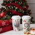 Jingmore 48 Pack 16 oz Christmas Disposable Coffee Cups with Lids and Sleeves Christmas Paper Hot Cups Xmas Party