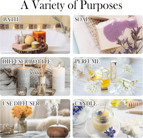 Pure Essential Oil Set - 20 Pcs for Oil Diffuser, Candle Making, Home, Skin Care, Aromatherapy - Tea Tree, Lavender,