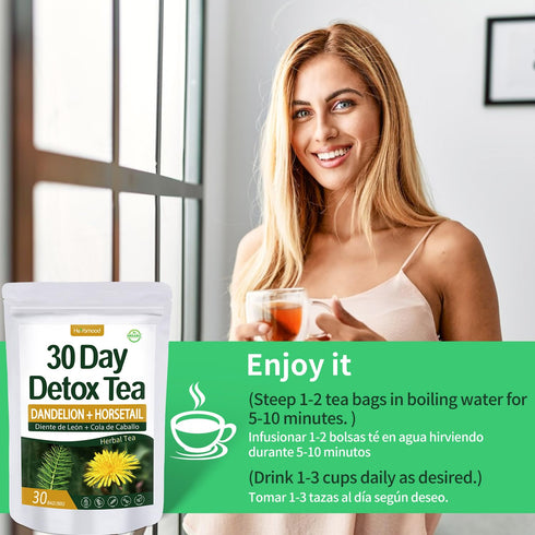 Herbmood 30 30Count (Pack 2) Te de Diente de Leon Day Cleanse Dandelion Tea, Natural Herbs Tea Bags para Perder Peso