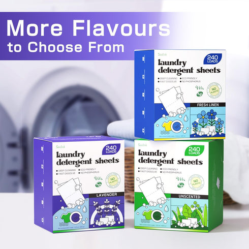 Lavender Laundry Detergent Sheets, 240 Loads - Eco-Friendly, Plant-Based, Hypoallergenic, No Plastic Jug