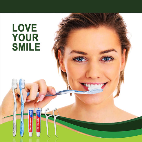 30 pcs Disposable Toothbrushes with 10g Toothpaste, Floss Individually Wrapped, Bulk Toothbrush Kit for Hotel, Guests