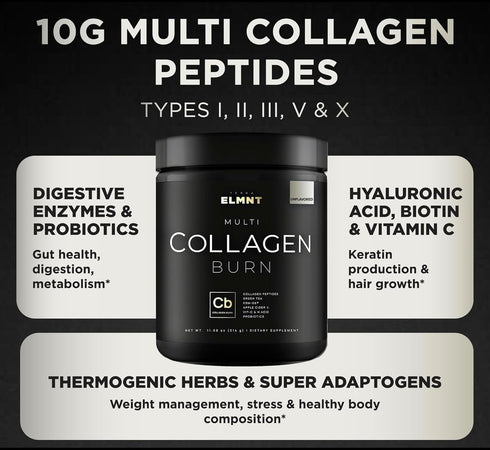 ELMNT Super Collagen Powder for Women, Weight Loss + Beauty with Probiotics, Hyaluronic Acid, ACV, Biotin, Unflavored