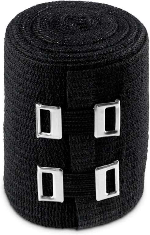 ACE 4 Inch Elastic Bandage with Clips, Black, Great for Leg, Shoulder and More, 1 Count