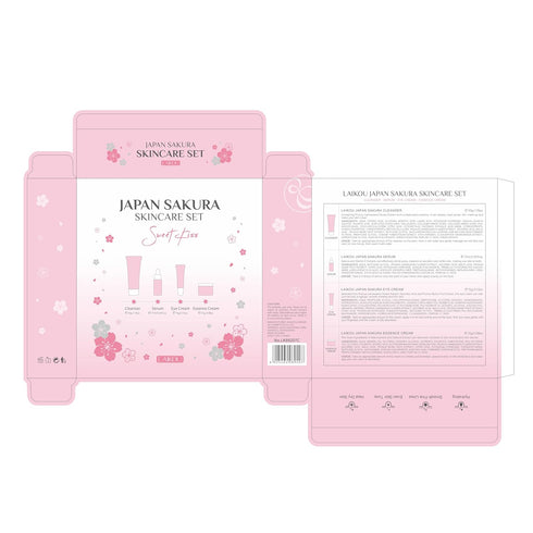 Skin Care Set JAPAN SAKURA: Beauty Gift Sets with Cleanser, Serum, Eye Cream, Face Cream Travel Kit for Women