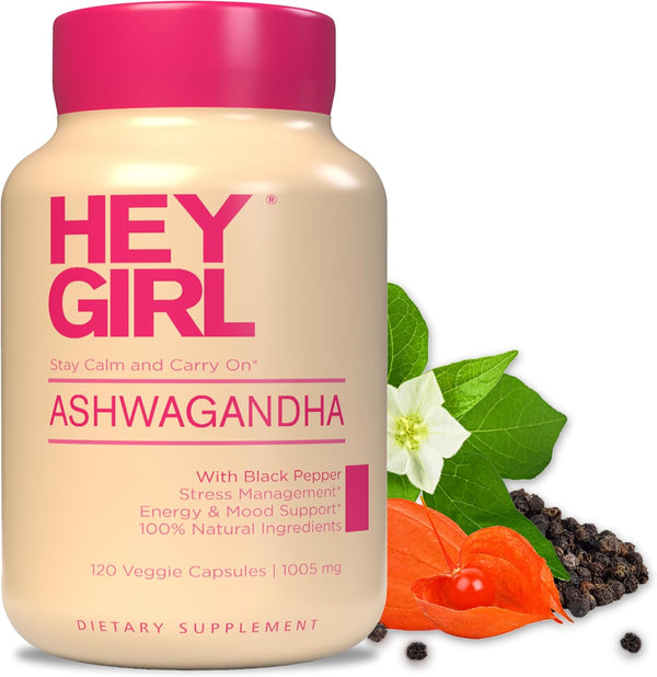 Ashwagandha Capsules 1005mg, Pure Ashwagandha Powder with Organic Black Pepper | 120 Pills for Natural Mood & Stress