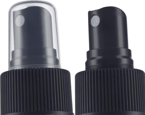 JUVITUS 2 oz Green Glass Boston Round Bottle with Black Fine Mist Spray, 12 Pack + Funnel