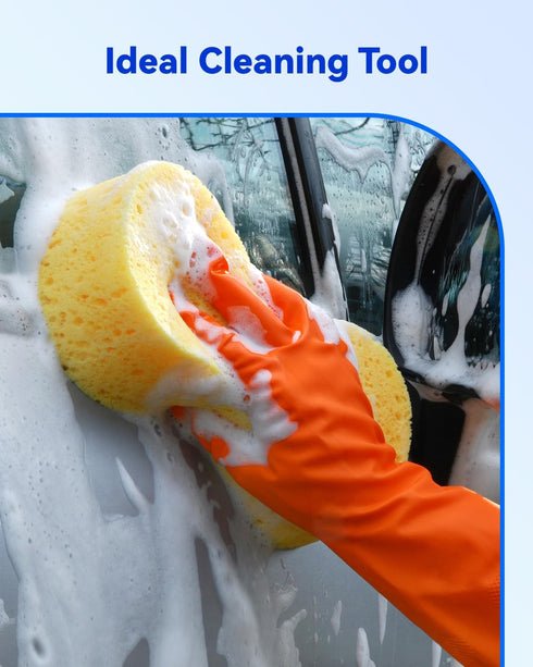 Large Car Wash Sponge Kit, 2.4in Thick Foam Scrubber, Easy Grip Sponges for Kitchen, Bathroom, Household Cleaning, 3pcs