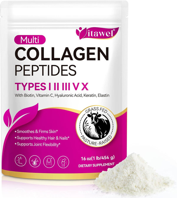 ZUZOKKAHA Multi Collagen Peptides Powder - Types I, II, III, V, X Grass