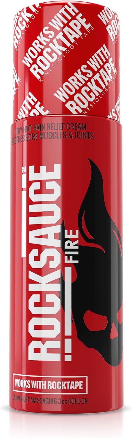 RockTape RockSauce Fire Heated Roll On Pain Relief, 3 ounce, Red