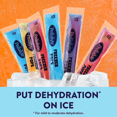Pack Pack 64 Pedialyte Electrolyte Solution Freezer Pops, Hydration Variety Grape, Blue Raspberry, Cherry, Orange