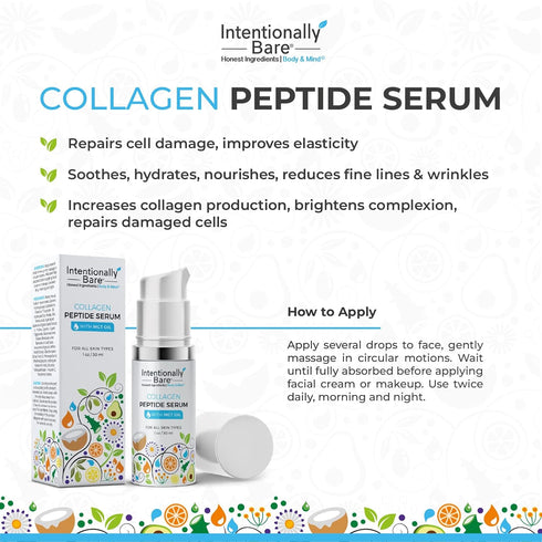 Intentionally Bare Collagen Serum, 1 oz - Collagen Peptide with Hyaluronic Acid for Fine Lines and Anti-Aging