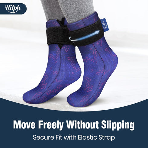 Pack 1 Hilph Full Foot Ice Gel Sock for Hot & Cold Therapy - Reusable Cooling Sock for Toe Pain, Plantar Fasciitis
