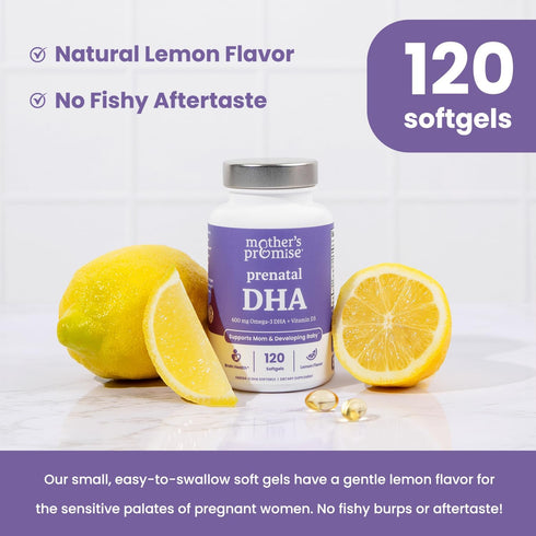 Prenatal DHA for Women 600mg + 400 IU Vitamin D3, 120 Softgels for Brain Health during Pregnancy