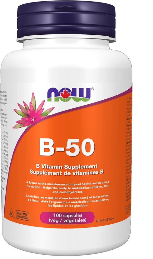 NOW Vitamin B-50 mg, 100 Veg Capsules