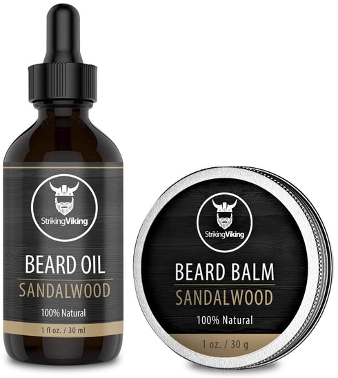 Striking Viking Beard Oil and Balm, Men's Grooming Kit with All-Natural Beard Oil and Leave-in Balm Conditioner