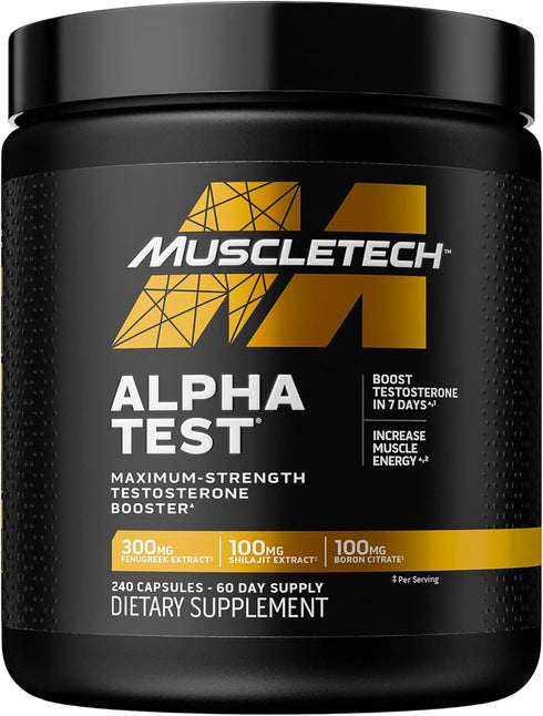 MuscleTech AlphaTest Testosterone Booster for Men - Tribulus Terrestris & Boron Supplement, Max-Strength ATP & Test