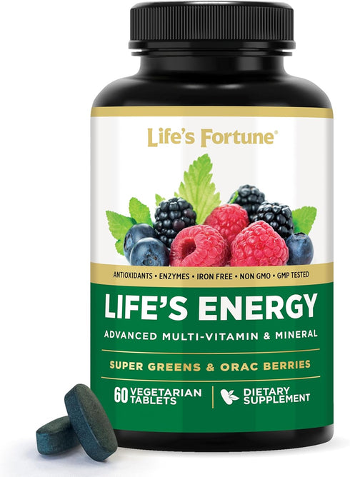 Life's Fortune Advanced Multi-Vitamin and Mineral for Men & Women, Non-GMO, 60 Veggie Tablets