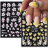 Flower Nail Art Stickers Decals - 5D Embossed Spring Design in Yellow, Pink, and White for Nail Decorations
