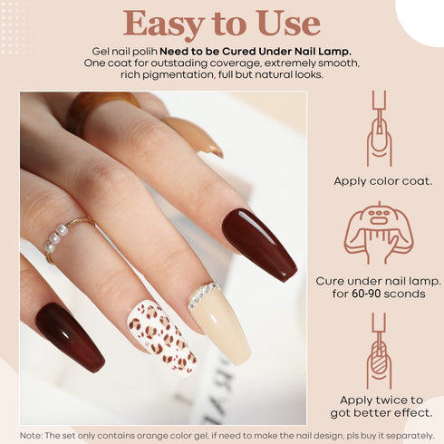 modelones Gel Nail Polish, 15ML Neutral Nude Soak Off LED Skin Tone Tan Color Nail Gel Polish for Home Manicure