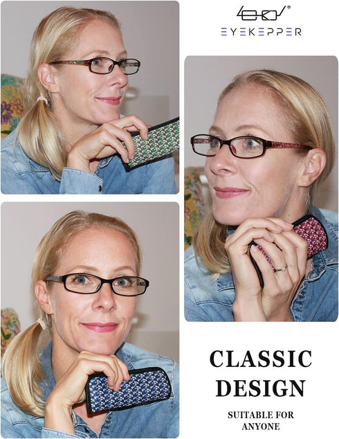 Eyekepper 4 Pairs Reading Glasses for Women - Stylish Striped Pattern Eyeglasses