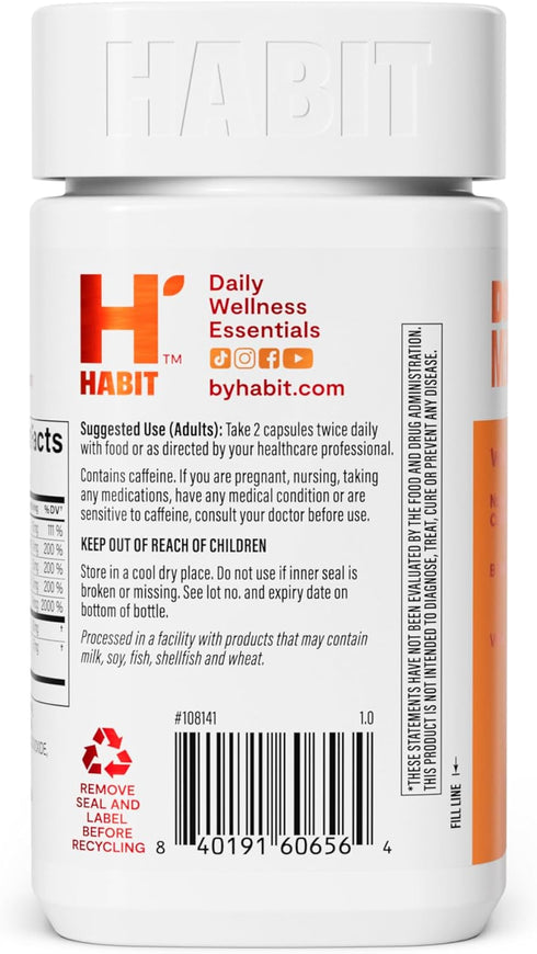 Habit Energy Supplement 2 Pack (120 Capsules) - Supports Energy, Mental Alertness, Natural Caffeine