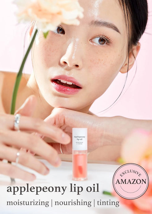 NOONI Korean Lip Oil - Applepeony | Lip Stain, Gift, Long-Lasting, Moisturizing, Plumping, Revitalizing for Dry Lips, Waterproof, No Peel Off, Korean Lip Tint, Baby Pink Lips, 0.12 Fl Oz