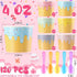 Jingmore 120 Set 4 oz Summer Paper Ice Cream Cups Bulk with Spoons Disposable Sundae Bowls Colorful Paper Dessert Cups