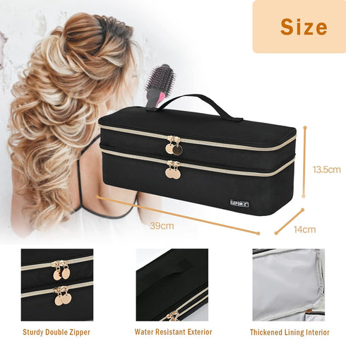 Travel Carrying Case Compatible with Revlon One-Step Hair Dryer Brush - Double-Layer Storage Organizer Bag (Black)