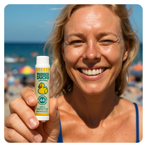 Rubber Ducky Lip Balm with SPF 44, Water Resistant Sunscreen Lip Balm, Vegan, Vanilla Flavor, Broad Spectrum Sunscreen