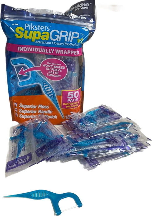 50 Individually Wrapped Dental Floss Picks for Teeth Oral Care, Advance Flosser Toothpick