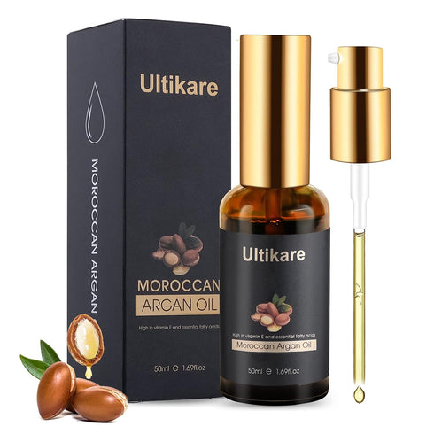 Ultikare Hair Oil, Argan Oil for Curly, Dry and Damaged Hair, Natural Skin Care Repair Serum, 1.69fl.oz